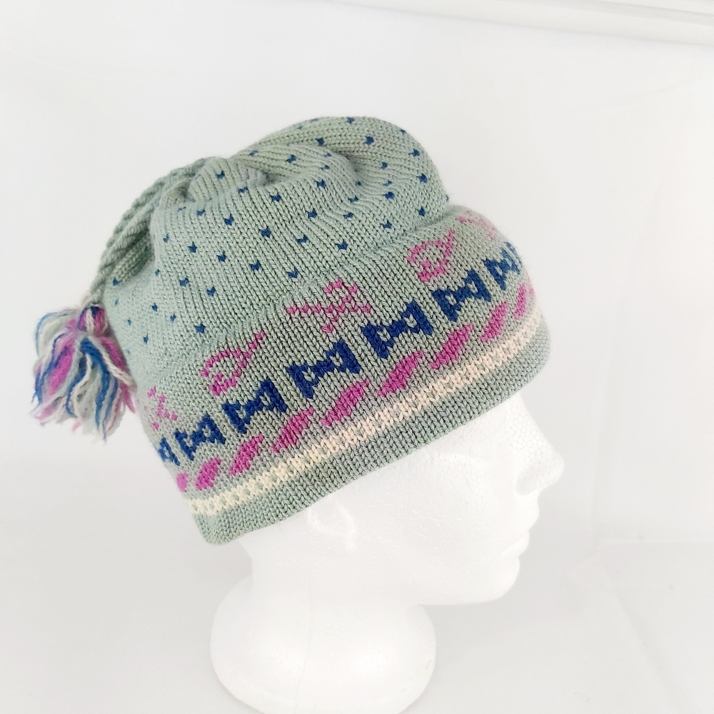 Vintage ski snowboard winter tuque wool hat